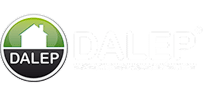 Logo DALEP Traitements pour le Bâtiment : Expert Isolation Logo DALEP : maison blanche dans cercle vert/noir, avec texte 'DALEP TRAITEMENTS POUR LE BÂTIMENT'.